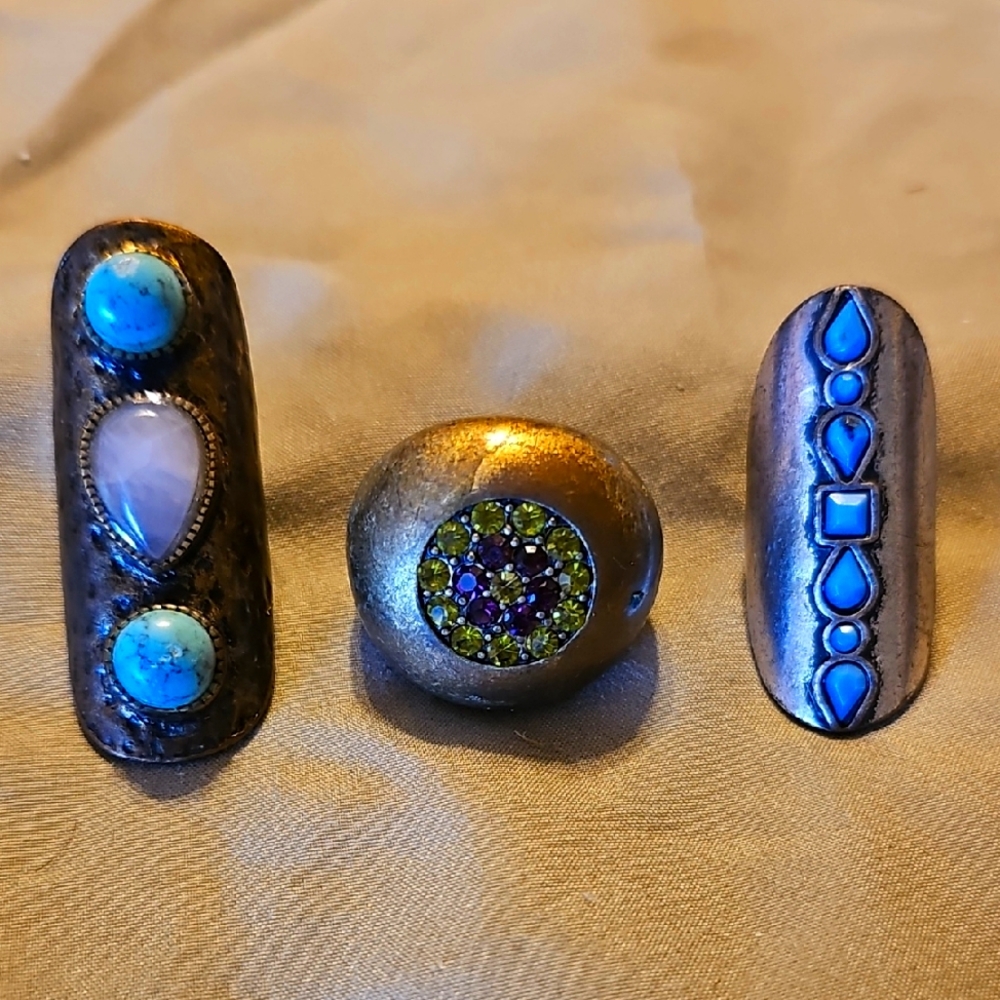 Silver and Blue Iridescent Ring Collection